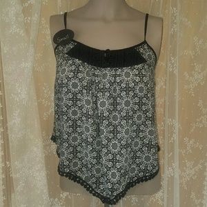Black and white boho tank